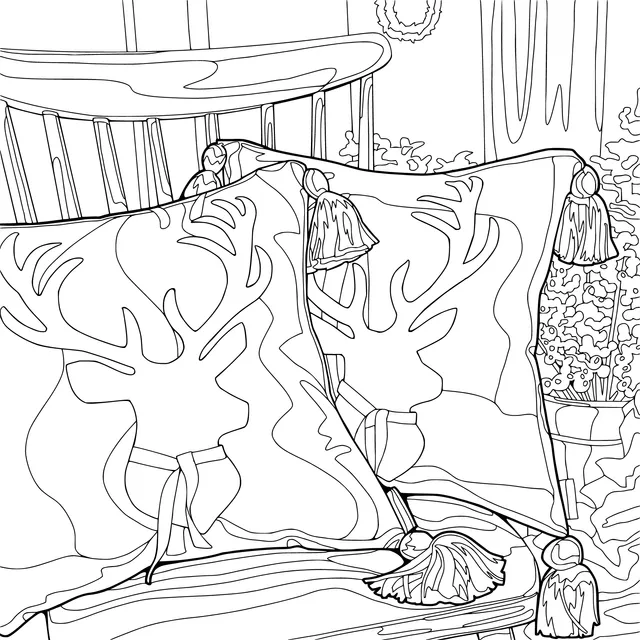 Pillows with antler patterns