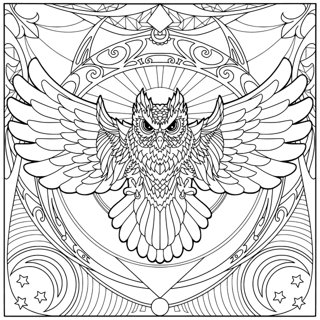 A Magical Owl with Spread Wings