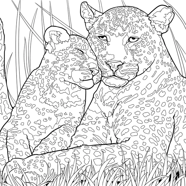 Tender Moment between a Mother Leopard and Her Cub