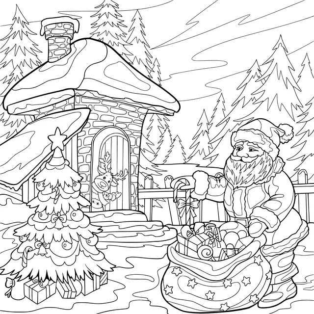 Santa Claus Preparing Gifts