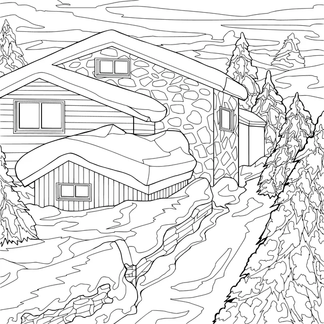 Snow - covered Mountain Cabin