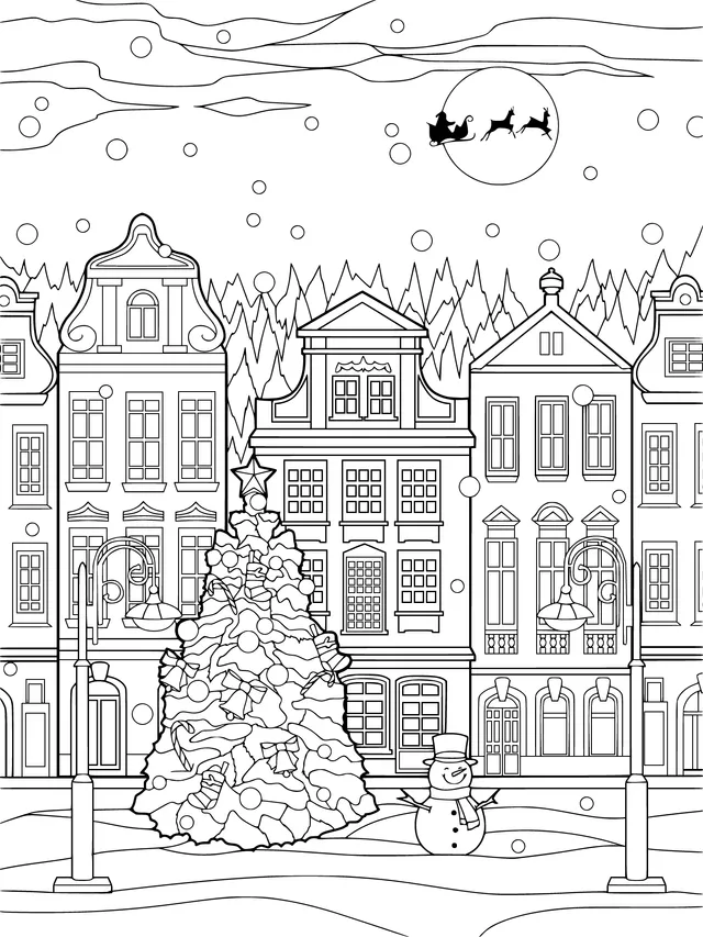 Christmas Town on a Snowy Night