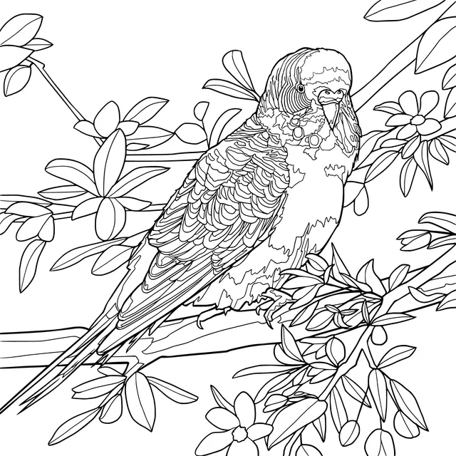 Parrot on Flowering Branch