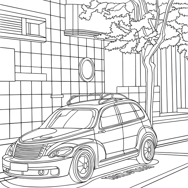 A green car parked by the roadside