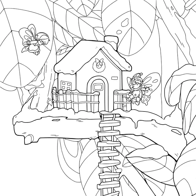 Tree - house Sprites in the Snowy Night