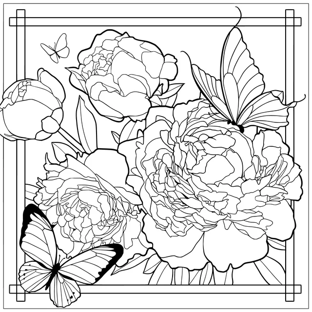 Peonies and Butterflies
