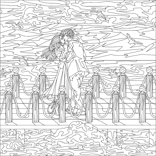 Romantic Kiss on a Wooden Bridge by the Lake