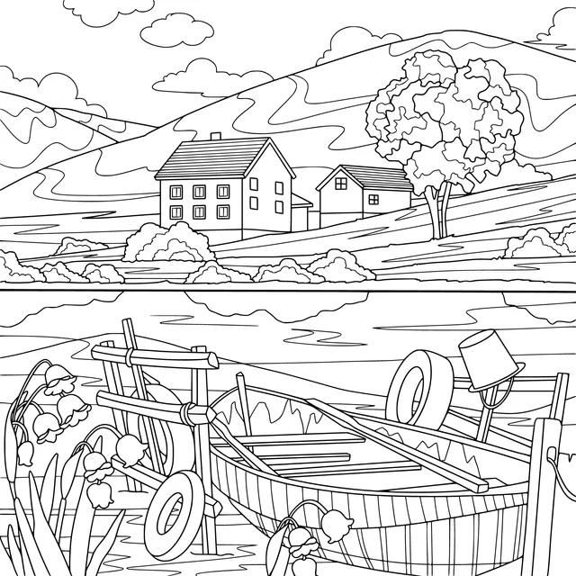 Rural scenery by the lakeside