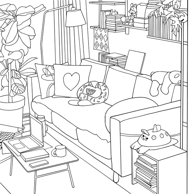 Cozy Cat - filled Living - room Corner