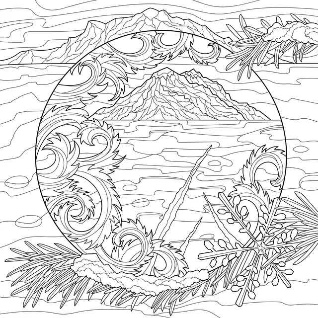 Decorative Painting of Mountains, Waters and Waves