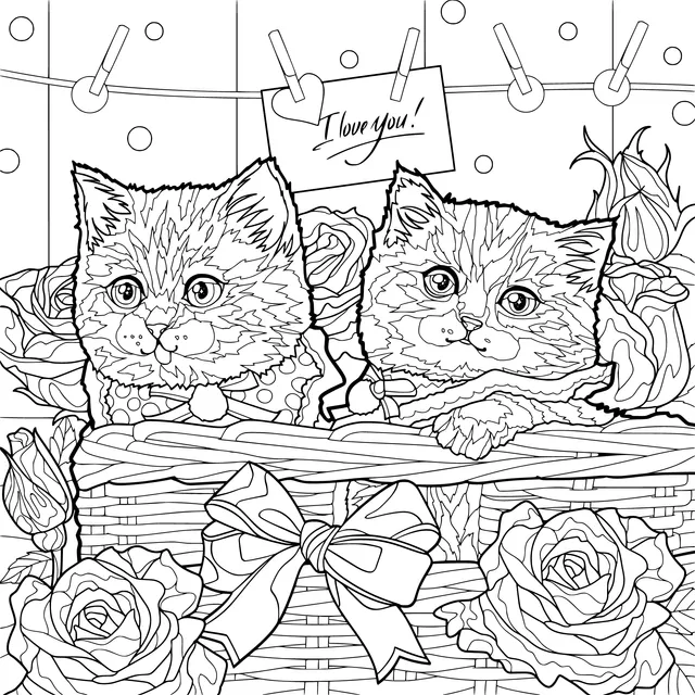 Cute Cats in a Flower Basket