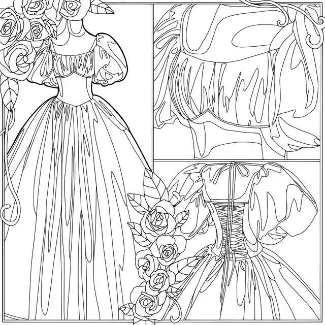 Details of a Vintage - style Green Long Dress