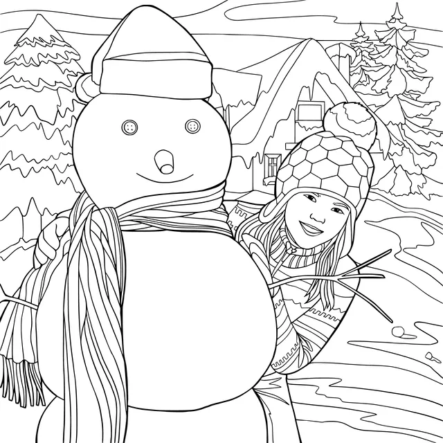 Girl and Snowman