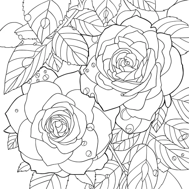 Pink roses with dewdrops