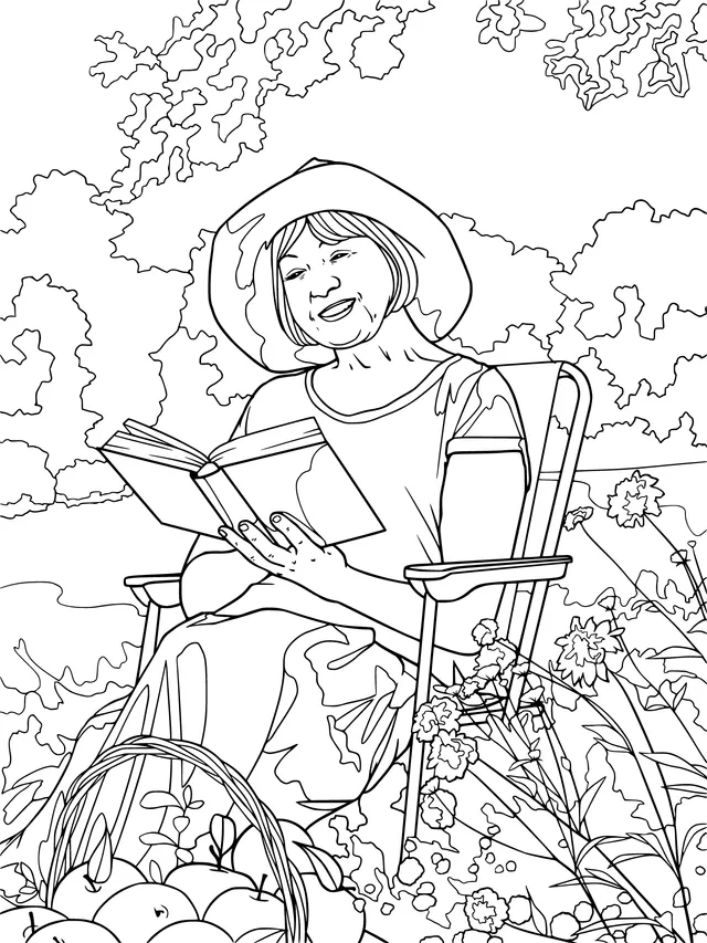 A lady reading leisurely in the garden
