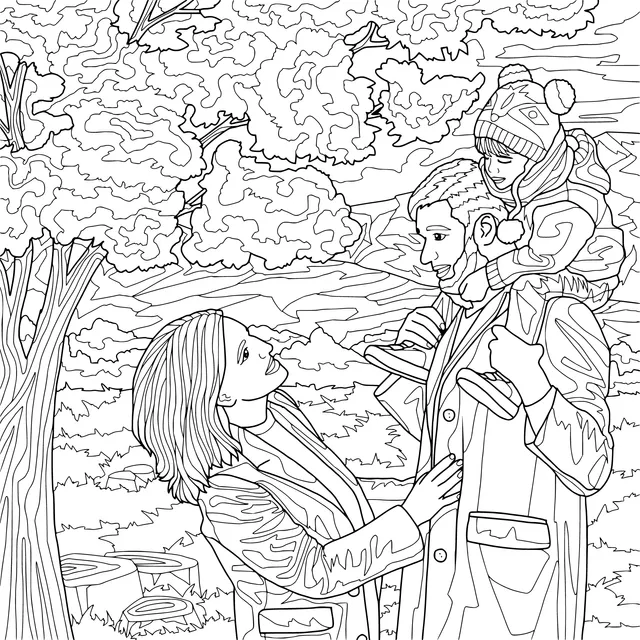 Warm family moment in autumn