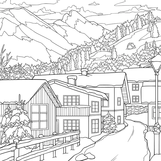 Beautiful Winter Mountain Village