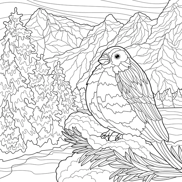 Colorful Bird in the Mountain Forest