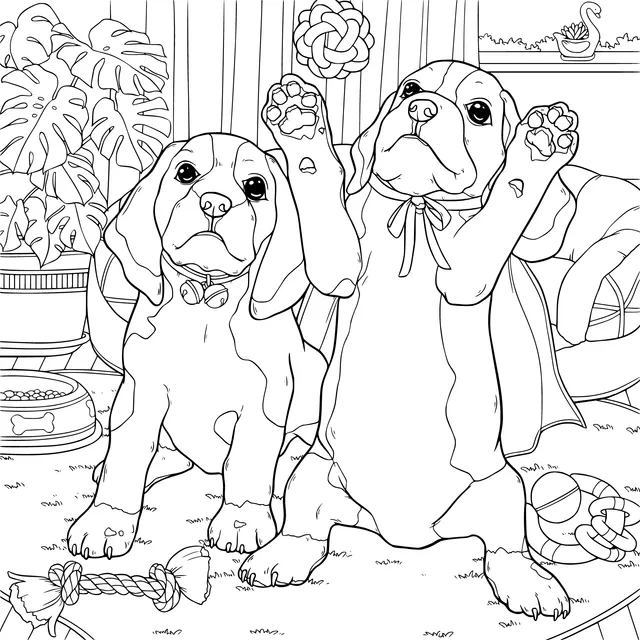 Two cute puppies playing