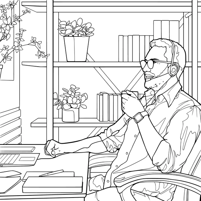 Man working with headphones
