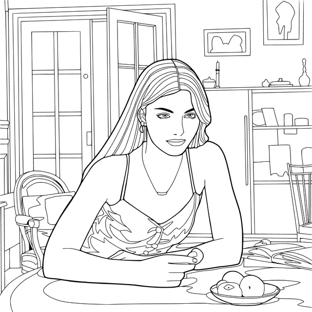 Lady eating fruit indoors