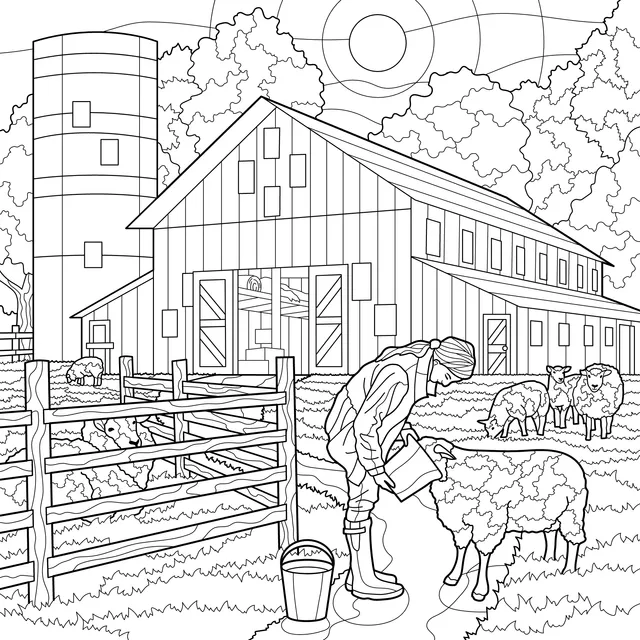 Shepherding scene on the farm