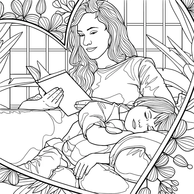 Mother and child reading together warmly