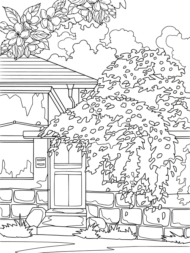A Cottage Surrounded by Blossoming Flowers