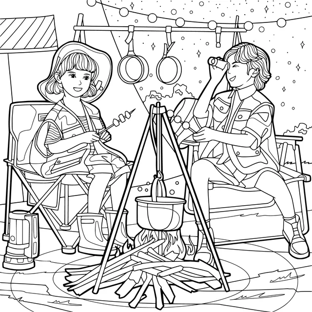 Happy Moments During Night - time Camping