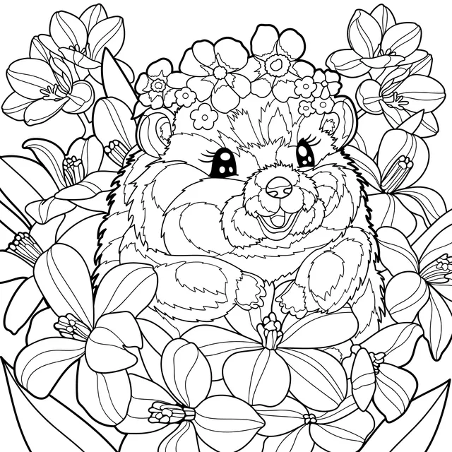 Cute Hamster with a Flower Wreath