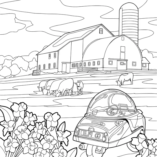 Vintage Car in Rural Scenery