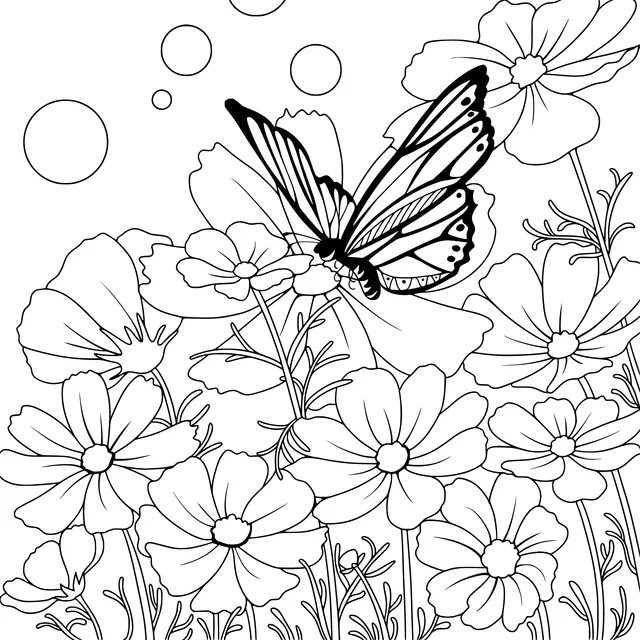 Colorful Butterfly among Flowers