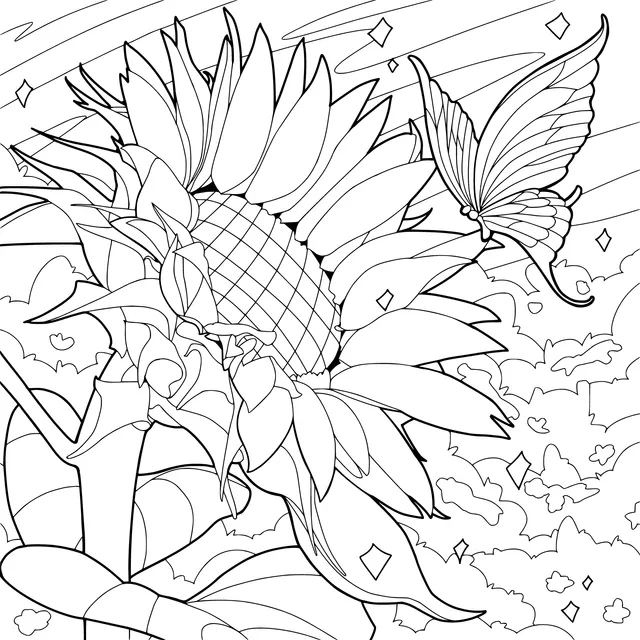 Sunflower and Butterfly