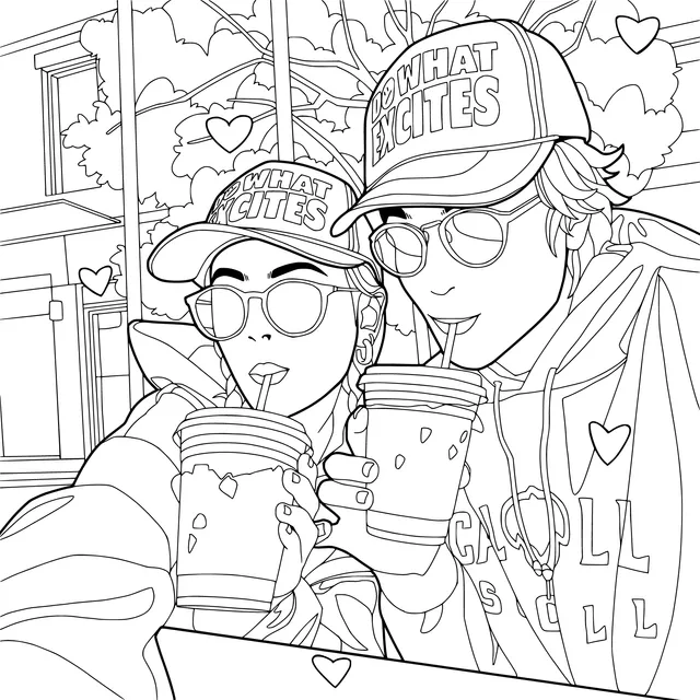 Lovers Drinking Together Sweetly