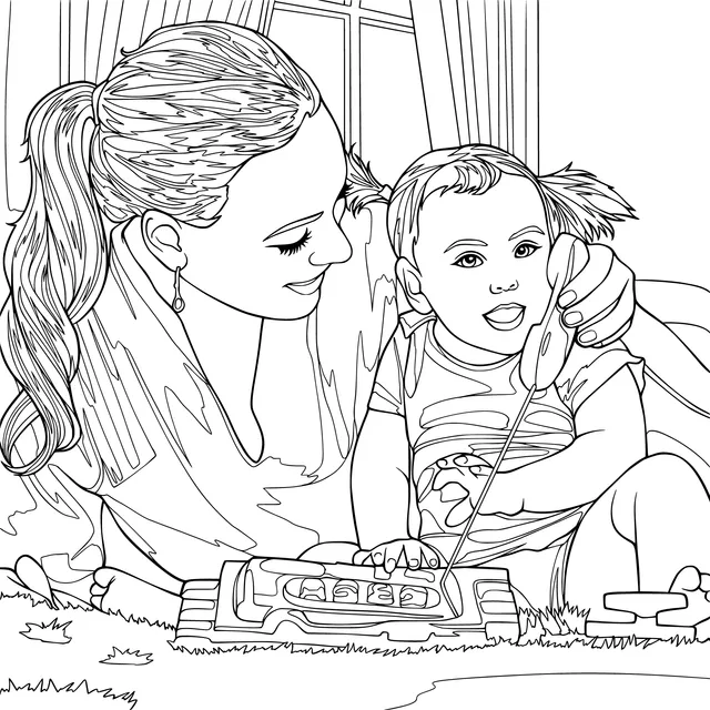 Mother and baby interacting and playing