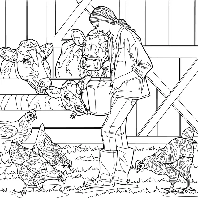 Farmer feeding livestock