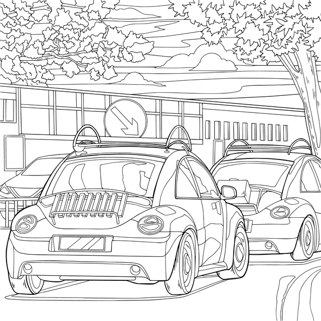 Colorful Cars in the Parking Lot