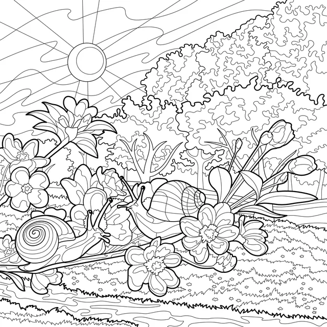 Snails in the Springtime Flower - Cluster