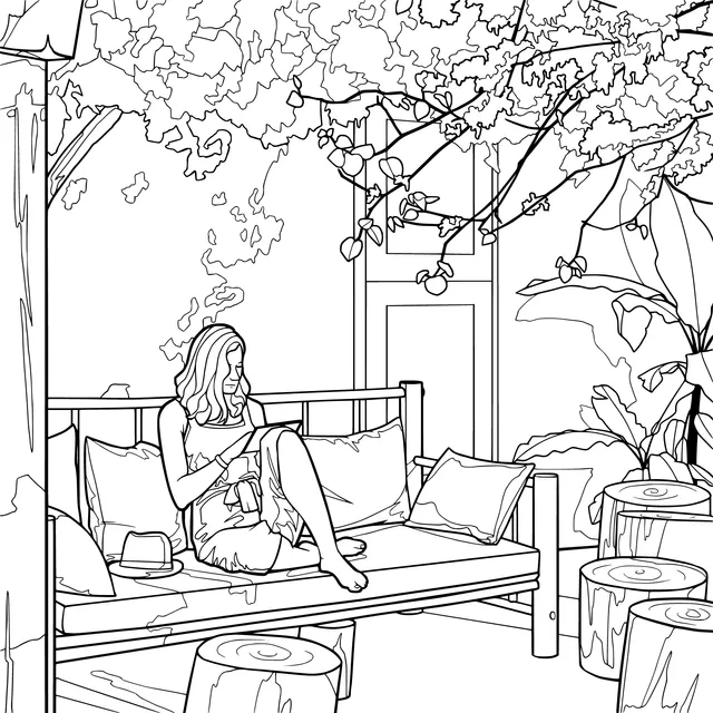 A woman reading leisurely outdoors