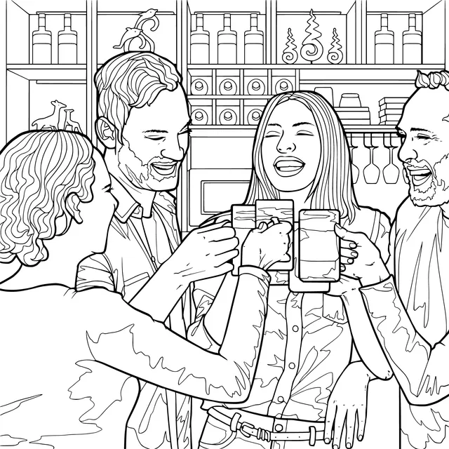 Friends gather and drink beer cheerfully