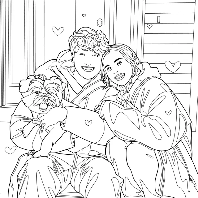 Warm Moments of a Couple and Their Pet