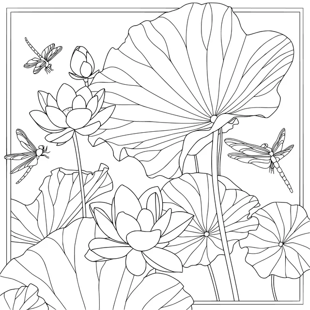 Picture of Dragonflies in Lotus Pond