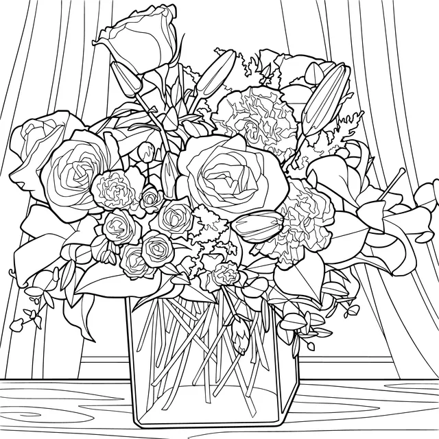 Colorful flowers in a vase