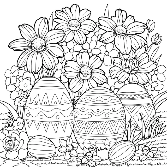 Easter Eggs and Flowers
