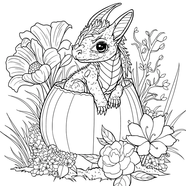 Little Dragon in a Pumpkin