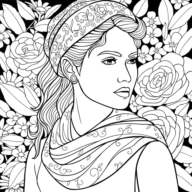 Elegant Lady Among Flowers