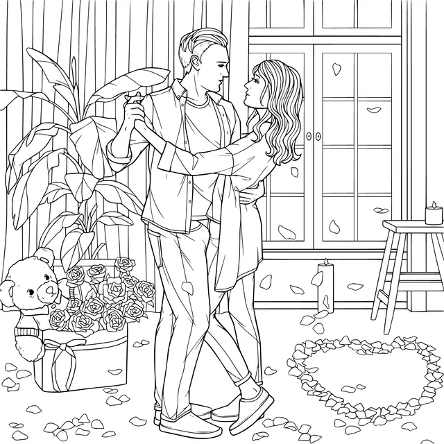 Couple dancing at home