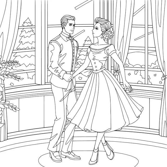A man and a woman dancing indoors
