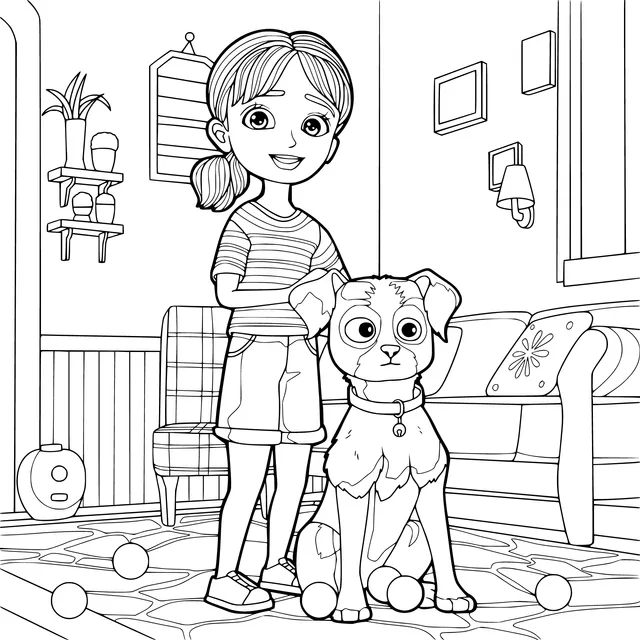 A girl and her pet dog