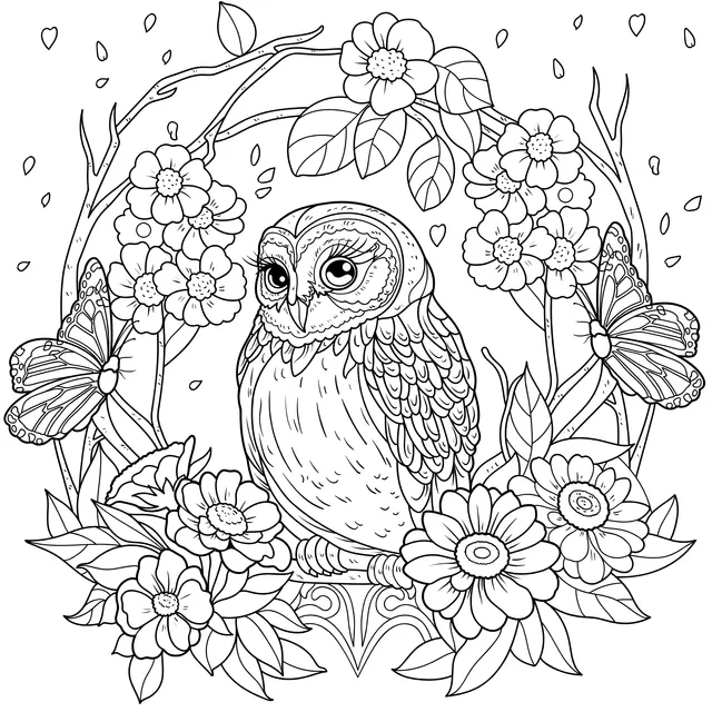 Owl in the Flower丛